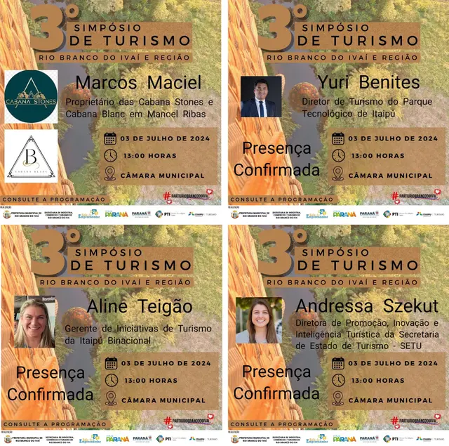  3º Fórum de Turismo no dia 03 de julho em Rio Branco do Ivaí 